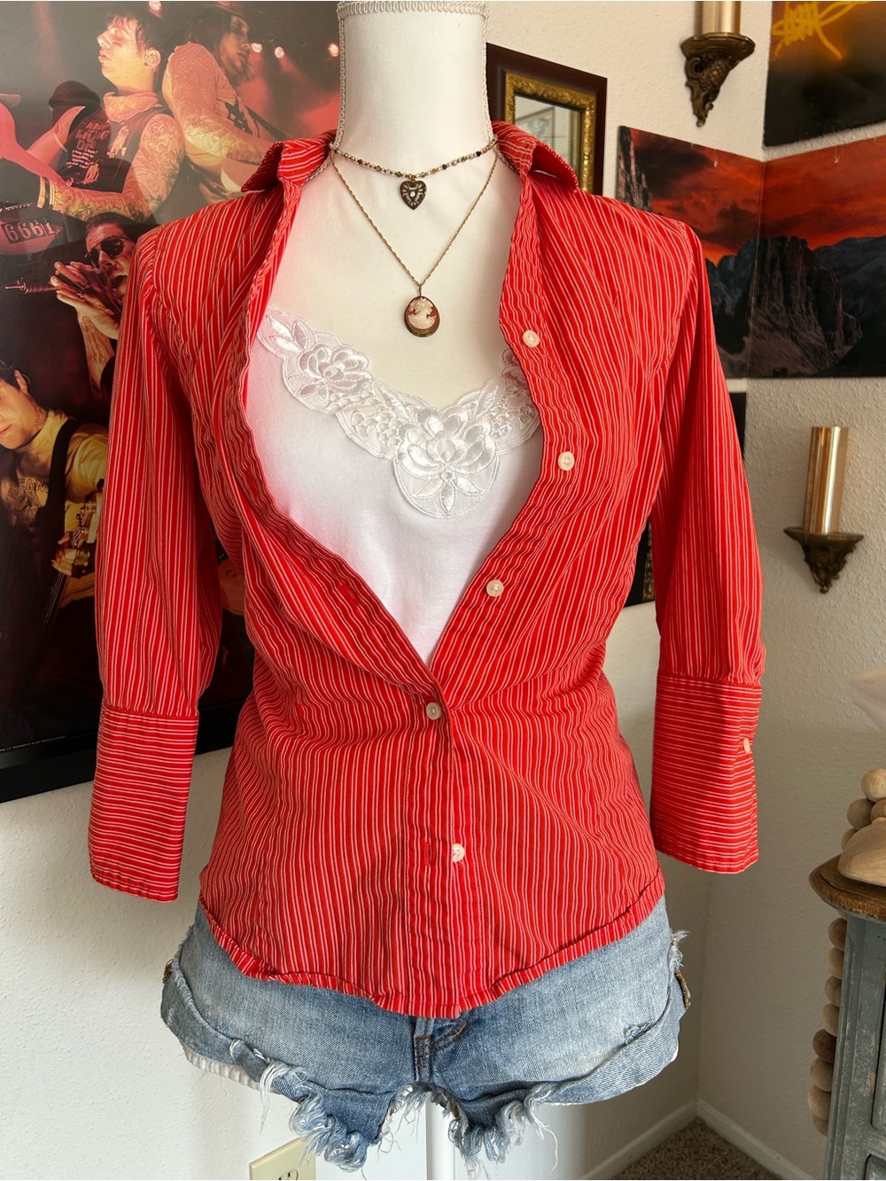 Tailored Button Down Shirt Womens Small Quiet Luxury Acadamia Classic Nautical